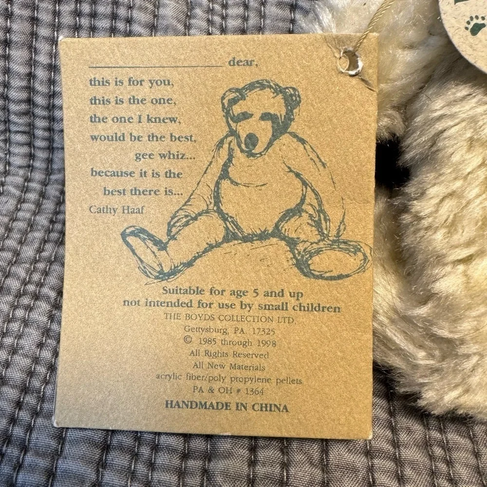 NWT New Vintage 1990 Boyds Bear Claudine de la Plumtete Kitty Cat
